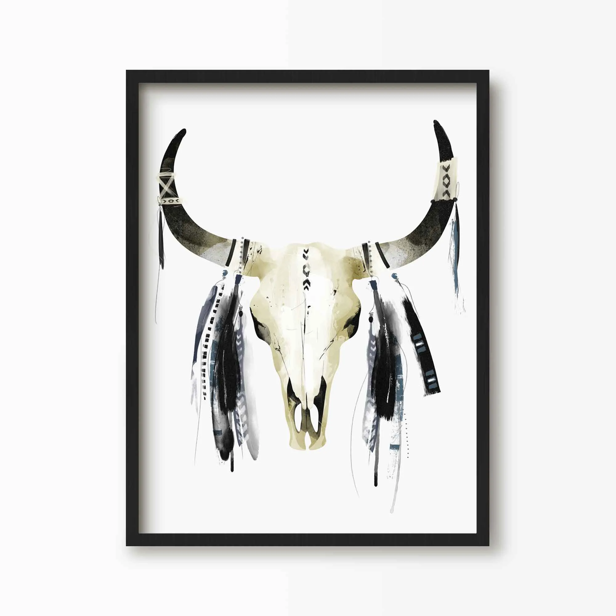 Native American Cow Skull Print