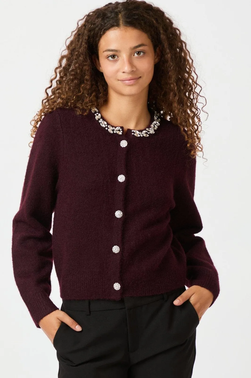 Neo Noir - Marie Stone Knit Cardigan 163850 - Wine