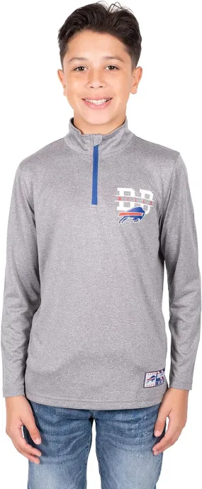 NFL Official Youth Super Soft Quarter Zip Long Sleeve T-Shirt|Buffalo Bills