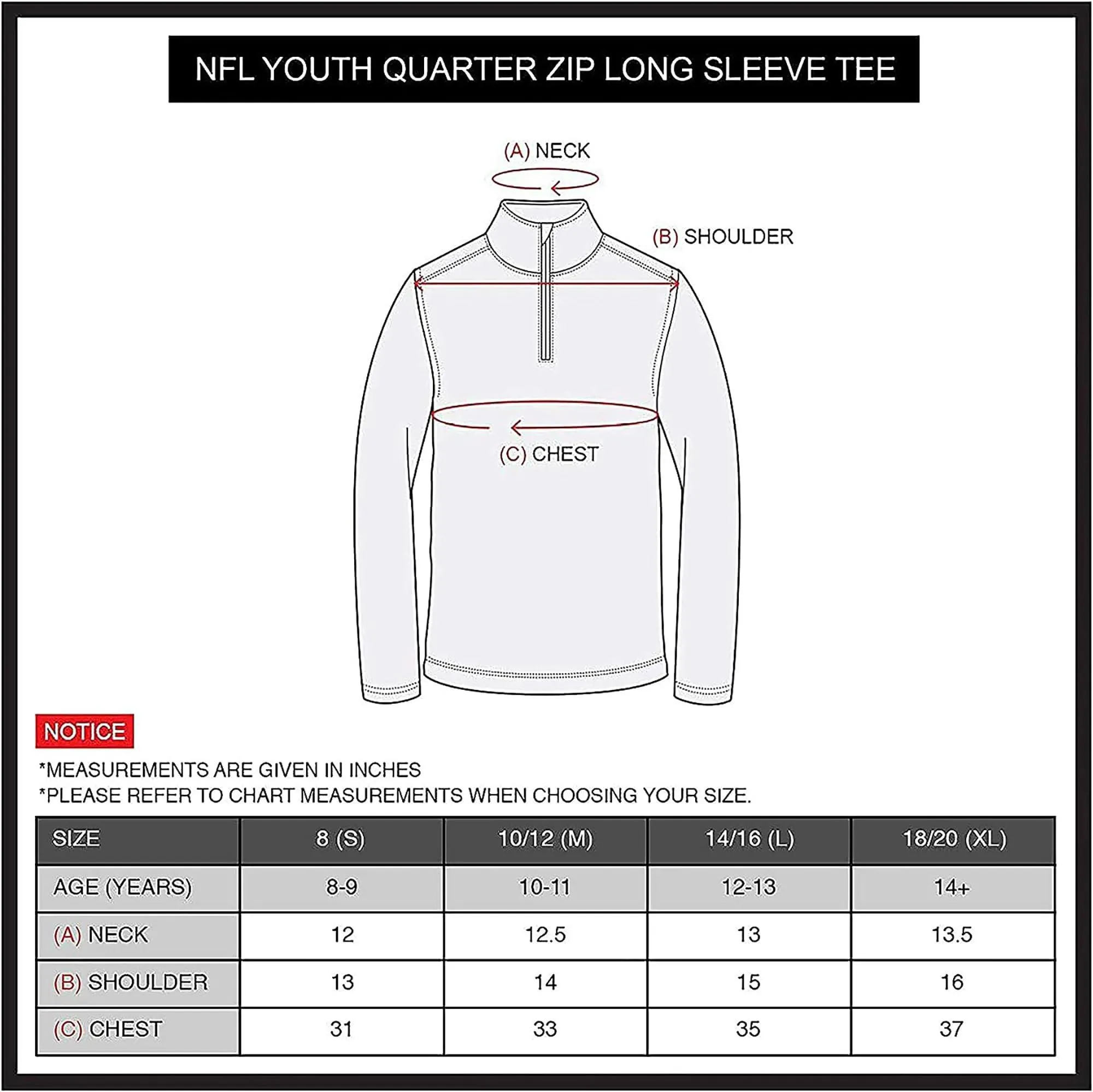 NFL Official Youth Super Soft Quarter Zip Long Sleeve T-Shirt|Buffalo Bills