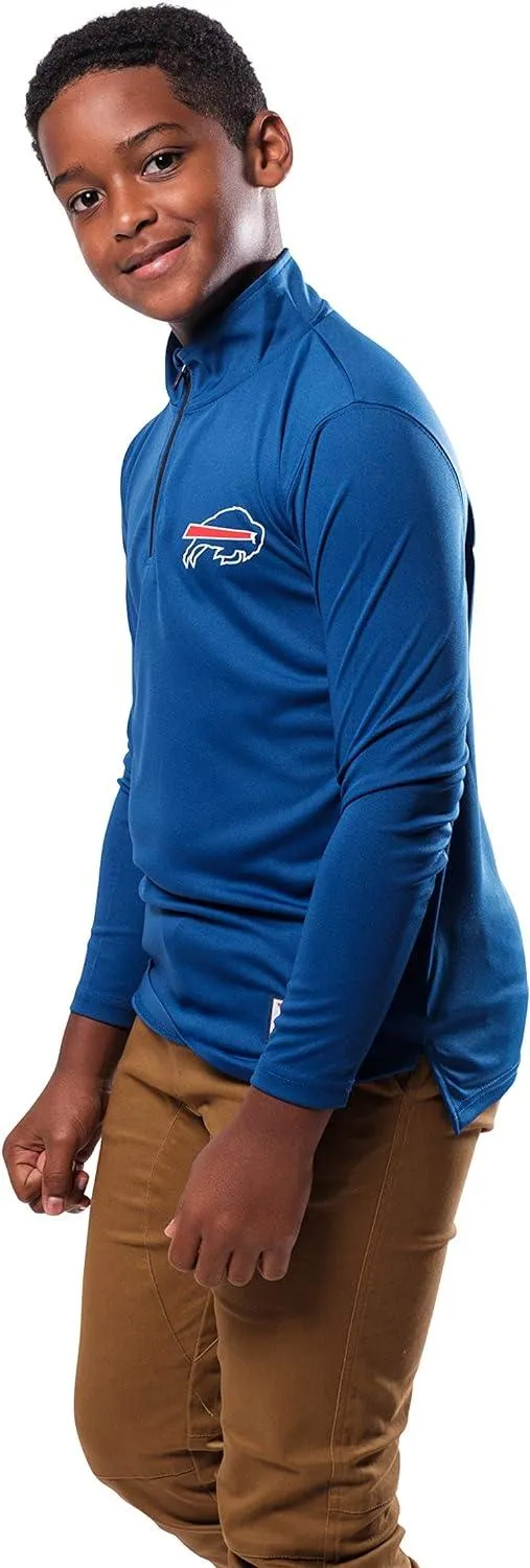 NFL Official Youth Super Soft Quarter Zip Long Sleeve T-Shirt|Buffalo Bills