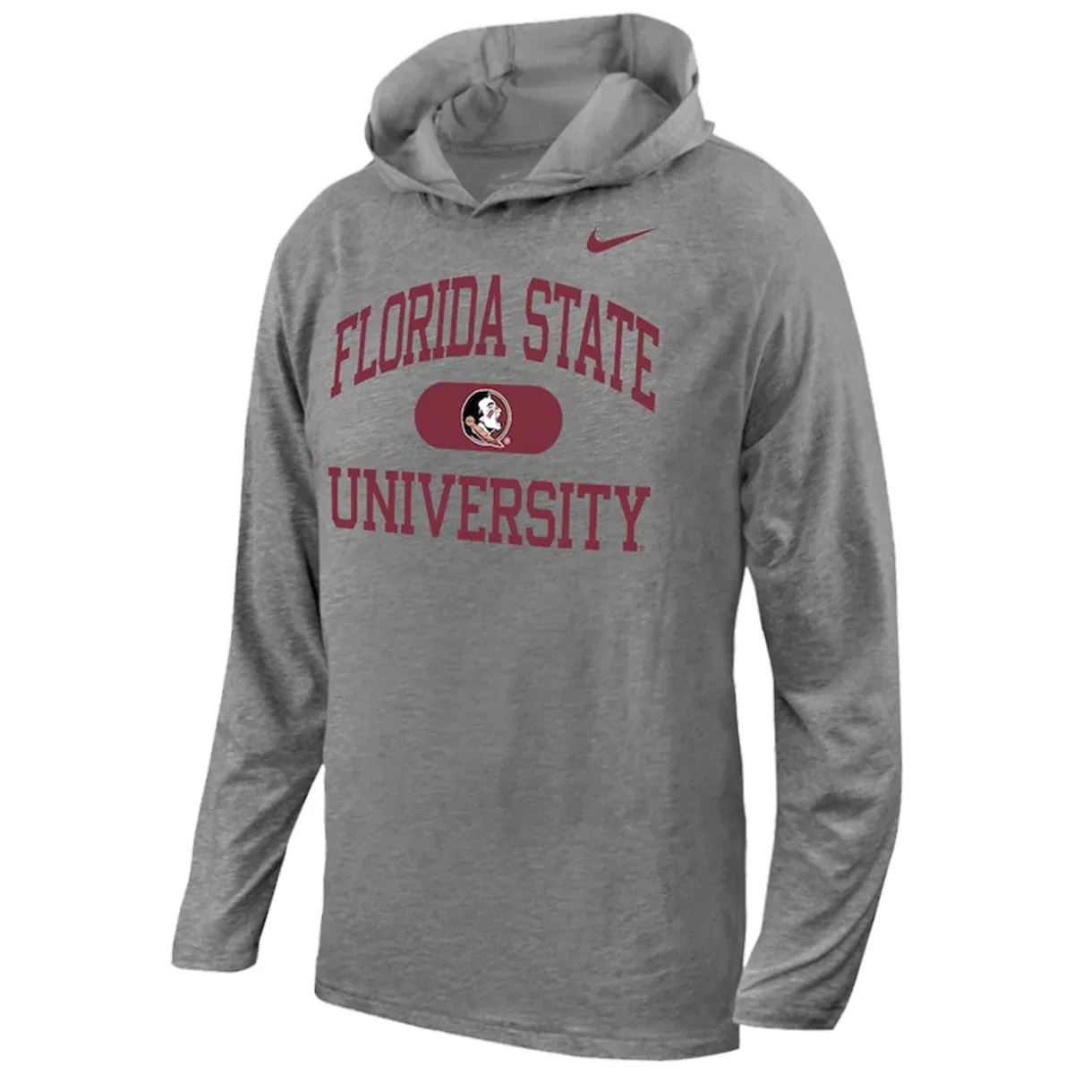 Nike Youth Florida State University/Seminole Logo Design Long Sleeve Hooded T-shirt - Dark Heather