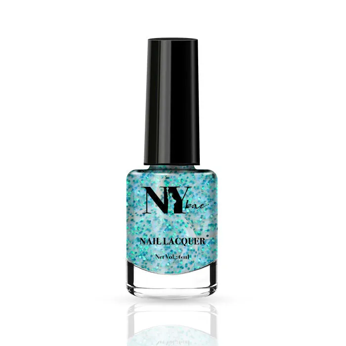 NY Bae Nail Lacquer, Glitter | Shimmer Paint | Chip Resistant Polish | Highly Pigmented | Blue - Long Island Moonlight 31 (6 ml)