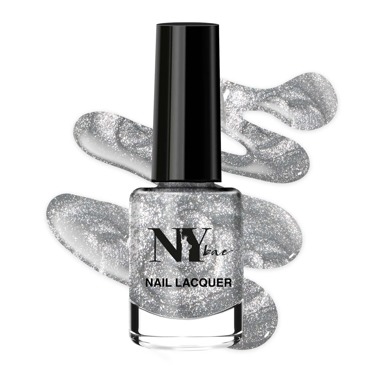 NY Bae Nail Lacquer, Glitter | Shimmer Paint | Chip Resistant Polish | Highly Pigmented - City Island Moonlight 12 (6 ml)