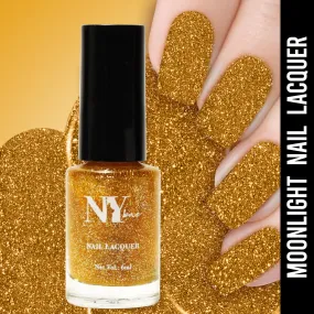 NY Bae Nail Lacquer, Glitter | Shimmer Paint | Chip Resistant Polish | Highly Pigmented | Gold - Grand Terminal Moonlight 17 (6 ml)