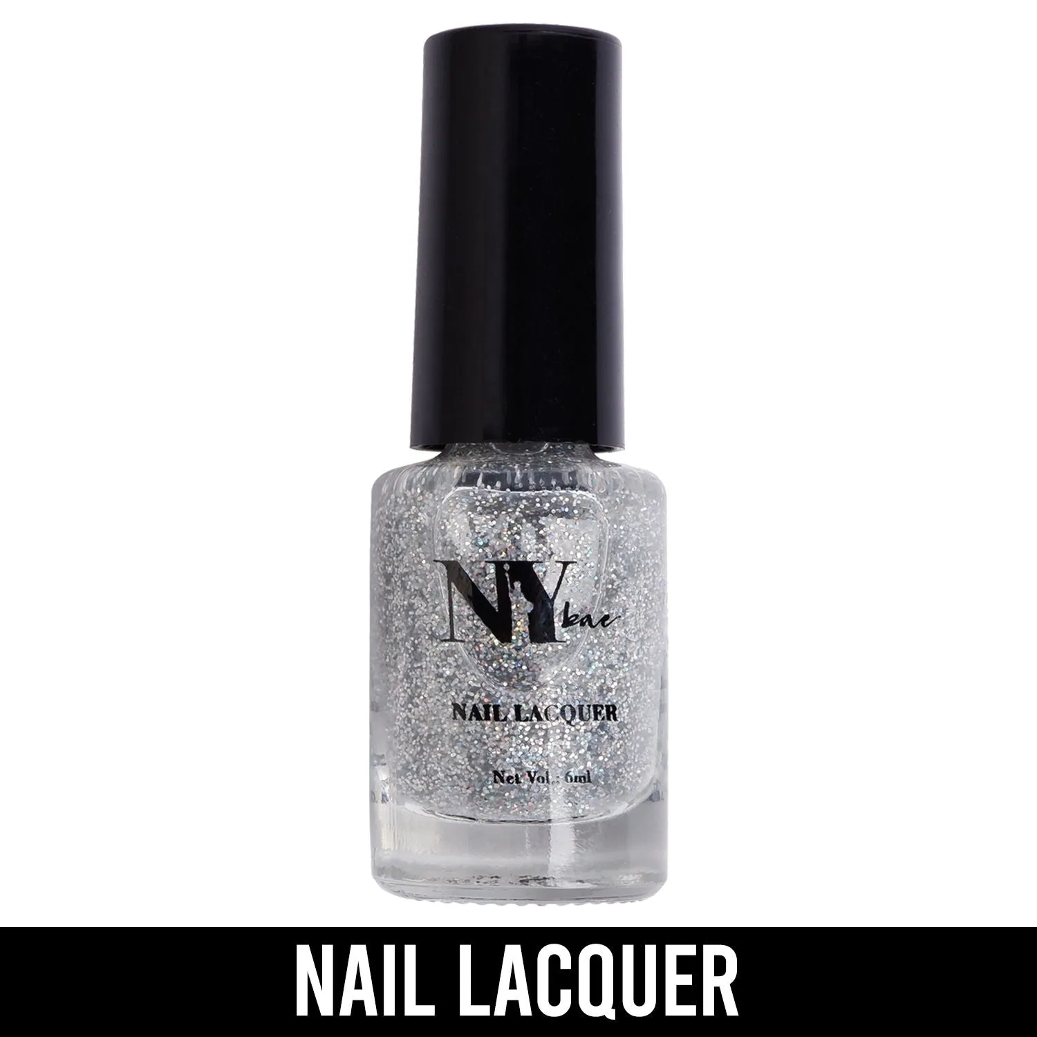 NY Bae Nail Lacquer, Glitter | Shimmer Paint | Chip Resistant Polish | Highly Pigmented | Greys - Central Park Moonlight 5 (6 ml)