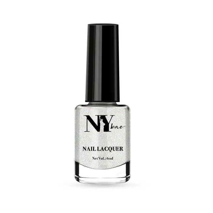 NY Bae Nail Lacquer, Glitter | Shimmer Paint | Chip Resistant Polish | Highly Pigmented - Madison Square Moonlight 18 (6 ml)