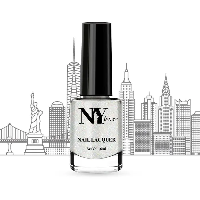 NY Bae Nail Lacquer, Glitter | Shimmer Paint | Chip Resistant Polish | Highly Pigmented - Madison Square Moonlight 18 (6 ml)