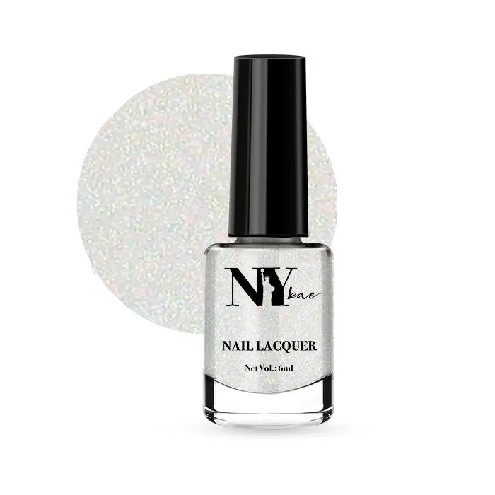 NY Bae Nail Lacquer, Glitter | Shimmer Paint | Chip Resistant Polish | Highly Pigmented - Madison Square Moonlight 18 (6 ml)