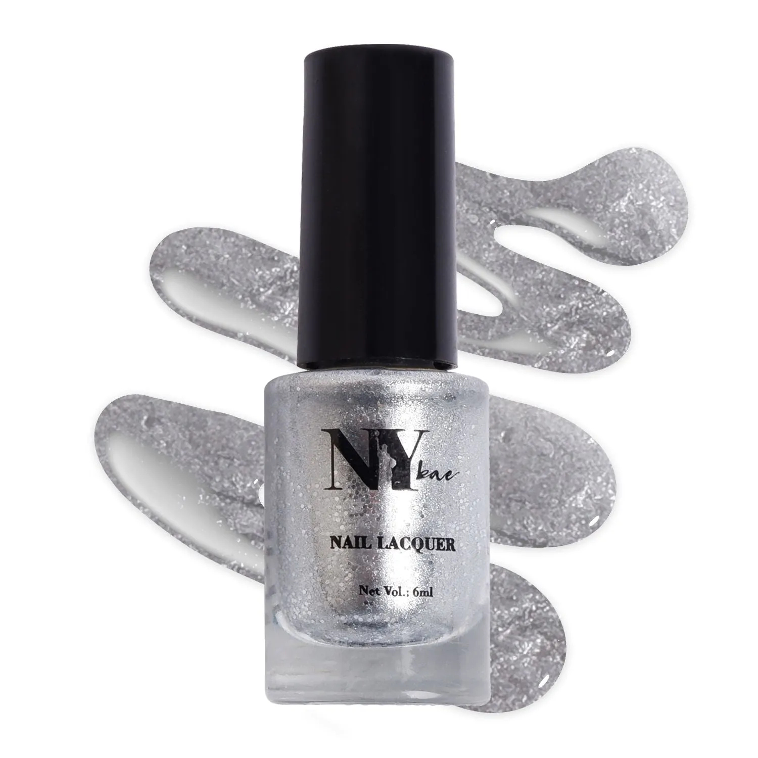 NY Bae Nail Lacquer, Glitter | Shimmer Paint | Chip Resistant Polish | Highly Pigmented - Manhattan Monlight 3 (6 ml)