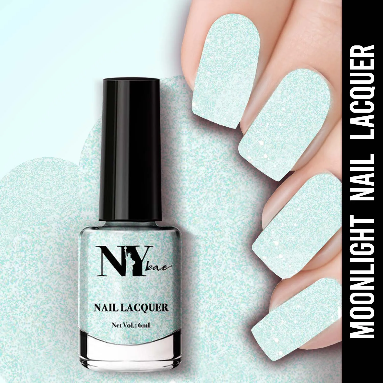 NY Bae Nail Lacquer, Glitter | Shimmer Paint | Chip Resistant Polish | Highly Pigmented - Metropolitan Moonlight 19 (6 ml)