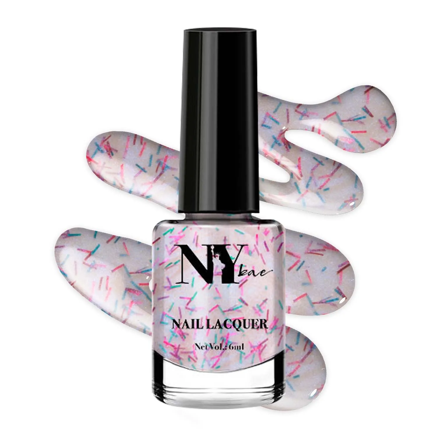 NY Bae Nail Lacquer, Glitter | Shimmer Paint | Chip Resistant Polish | Highly Pigmented | Pink - Liberty Lady Moonlight 21 (6 ml)