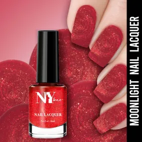 NY Bae Nail Lacquer, Glitter | Shimmer Paint | Chip Resistant Polish | Highly Pigmented | Red - Midtown Moonlight 27 (6 ml)