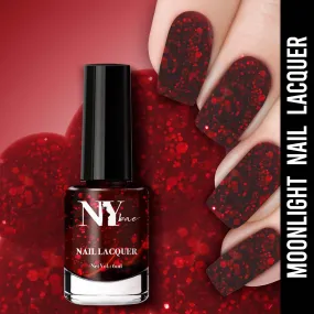 NY Bae Nail Lacquer, Glitter | Shimmer Paint | Chip Resistant Polish | Highly Pigmented | Reds - Flatiron Moonlight 25 (6 ml)