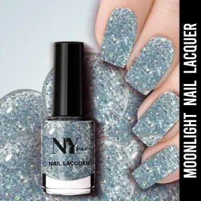 NY Bae Nail Lacquer, Glitter | Shimmer Paint | Chip Resistant Polish | Highly Pigmented | Silver - Empire State Moonlight 16 (6 ml)