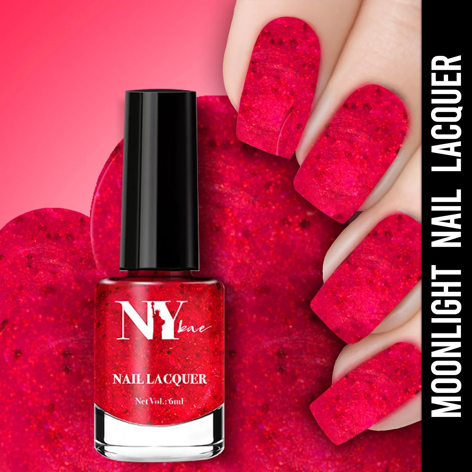 NY Bae Nail Lacquer, Glitter | Shimmer Paint | Chip Resistant Polish | Highly Pigmented - Woolworth Moonlight 23 (6 ml)