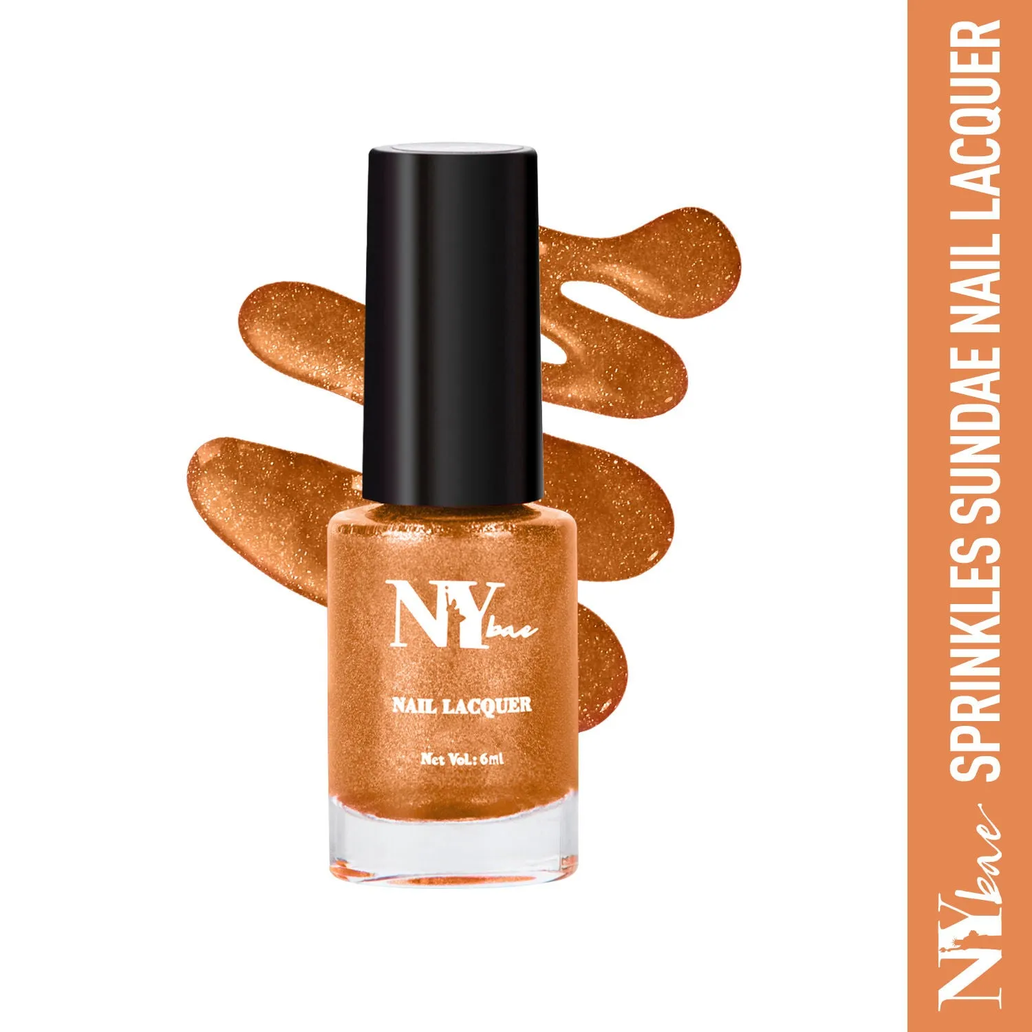 NY Bae Sugar Effect Sprinkles Sundae Nail Lacquer - Dates Sprinkles Sundae 6 (6 ml) | Gold Brown | Sugar Effect | Highly Pigmented | Chip Resistant | Non-Yellowing | Streak-free Application | Cruelty Free | Non-Toxic