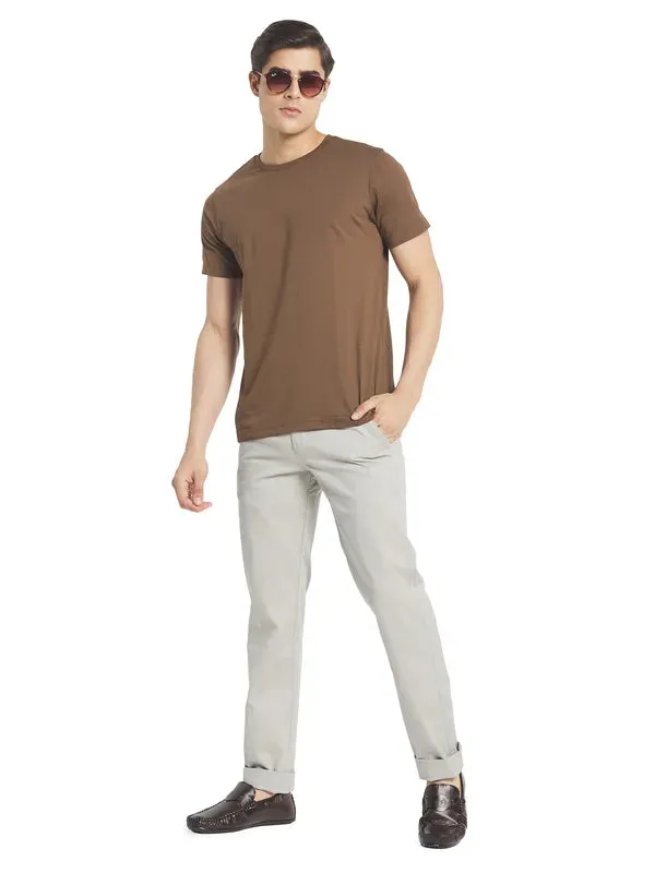 Octave Men Grey Solid Regular Chinos Trouser