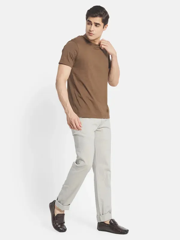 Octave Men Grey Solid Regular Chinos Trouser