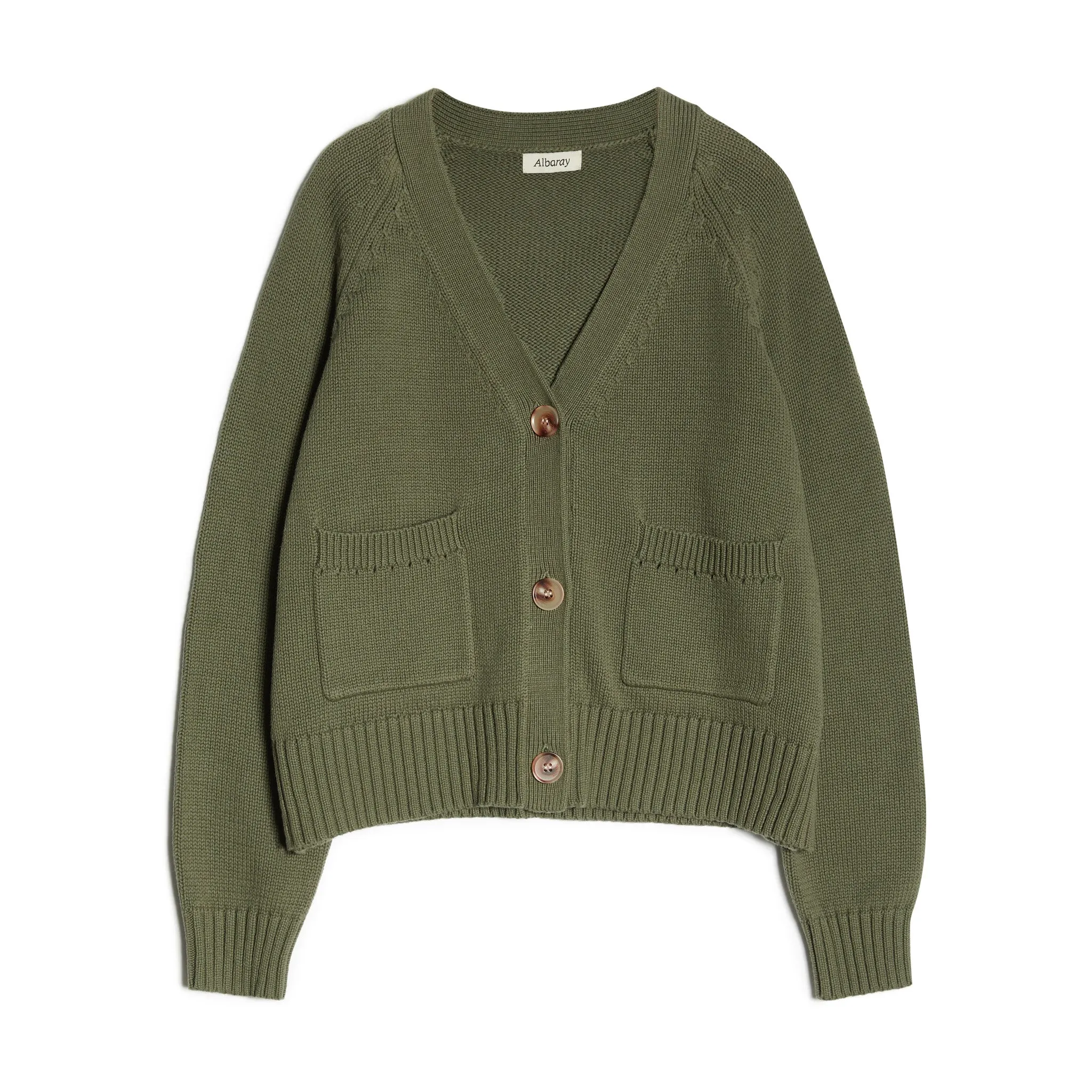 Olive Relaxed Cotton Cardigan