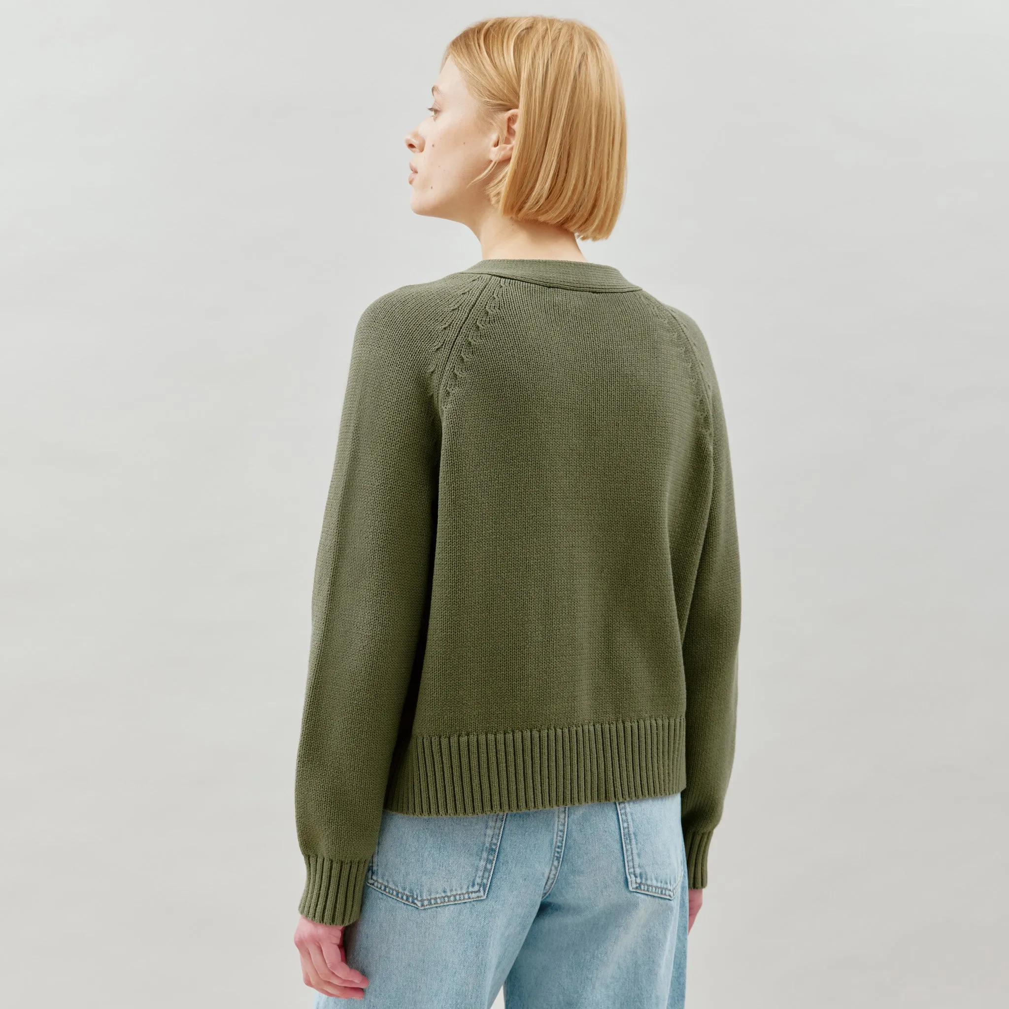 Olive Relaxed Cotton Cardigan