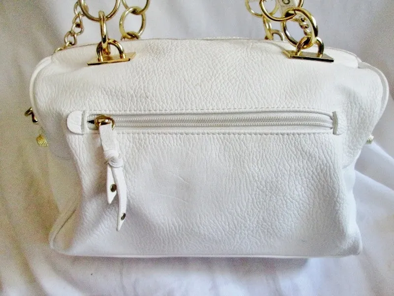 OLIVIA   JOY ZIP Vegan Faux Leather TOTE satchel shoulder bag duffle WHITE briefcase