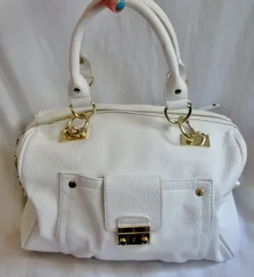 OLIVIA   JOY ZIP Vegan Faux Leather TOTE satchel shoulder bag duffle WHITE briefcase