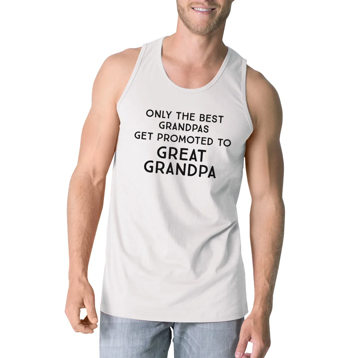 Only The Best Grandpas Get Promoted To Great Grandpa Mens White Tank Top