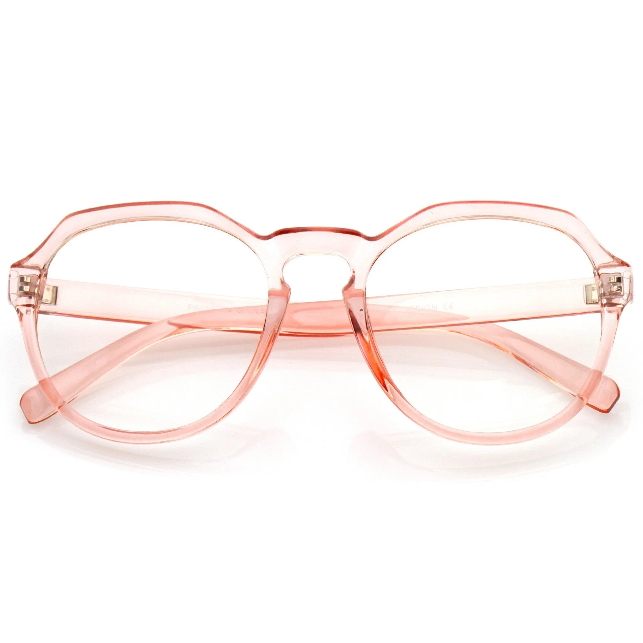 Oversize Retro Round Transparent Clear Lens Glasses