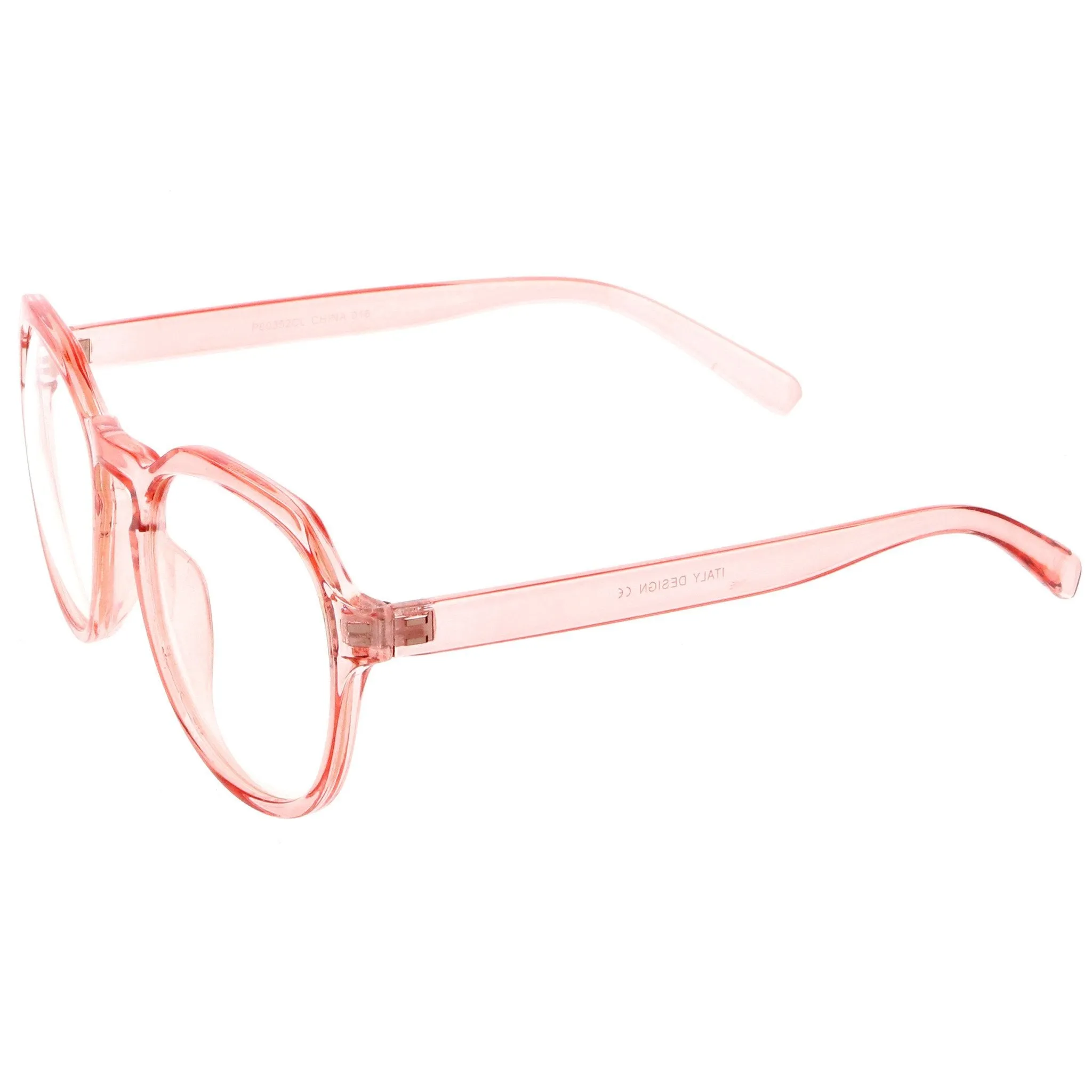 Oversize Retro Round Transparent Clear Lens Glasses