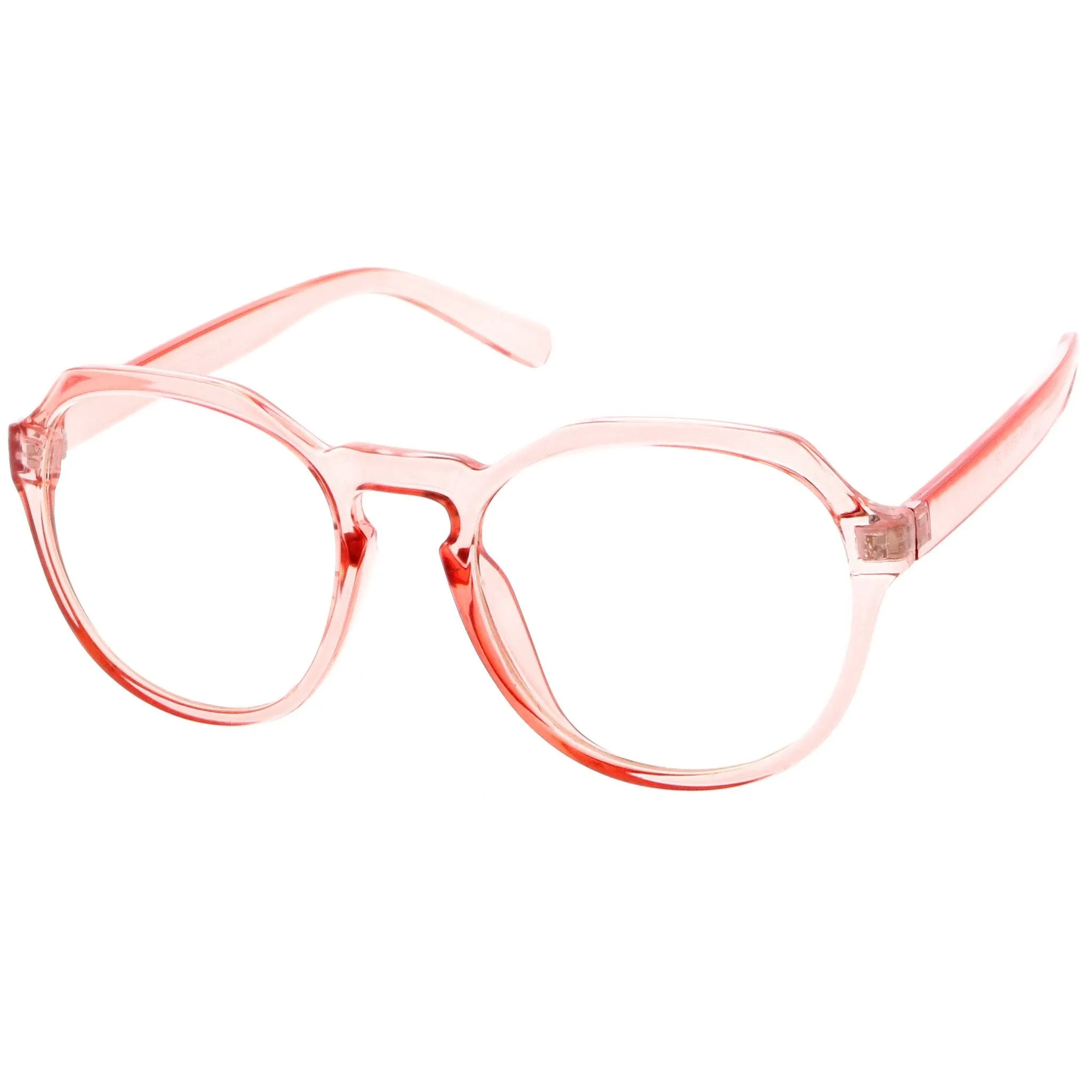 Oversize Retro Round Transparent Clear Lens Glasses