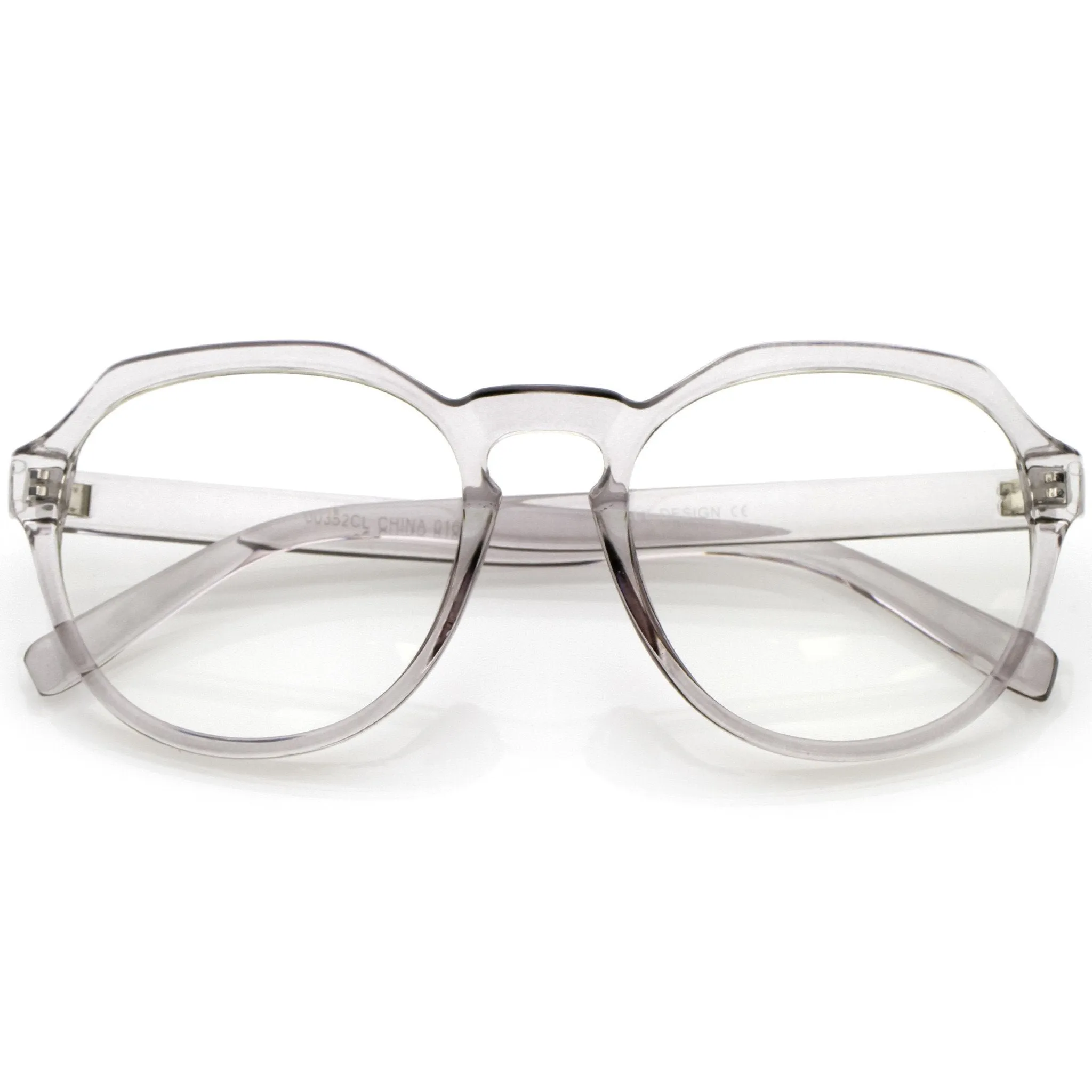 Oversize Retro Round Transparent Clear Lens Glasses