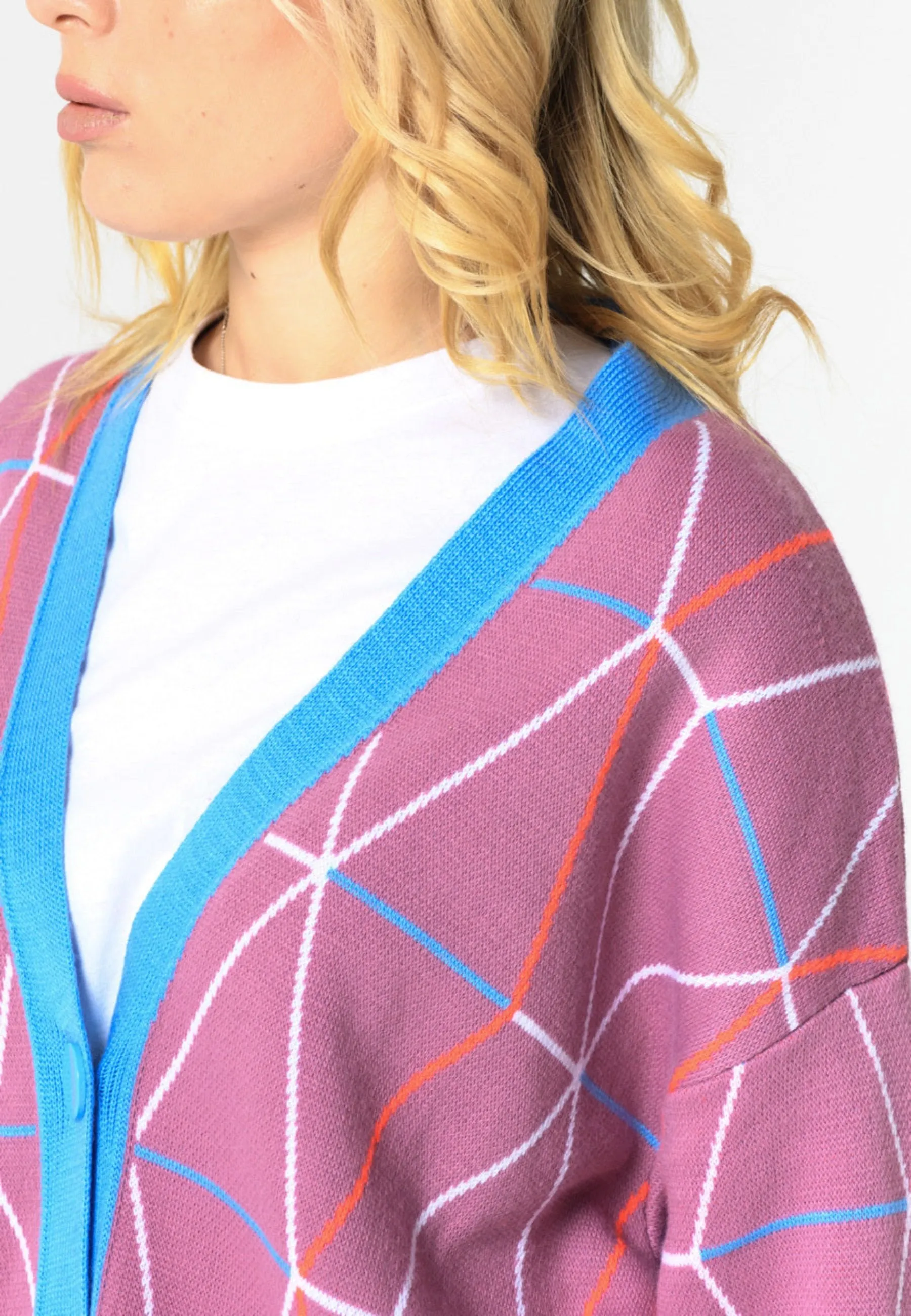 Oversized Graphic Knit Cardigan