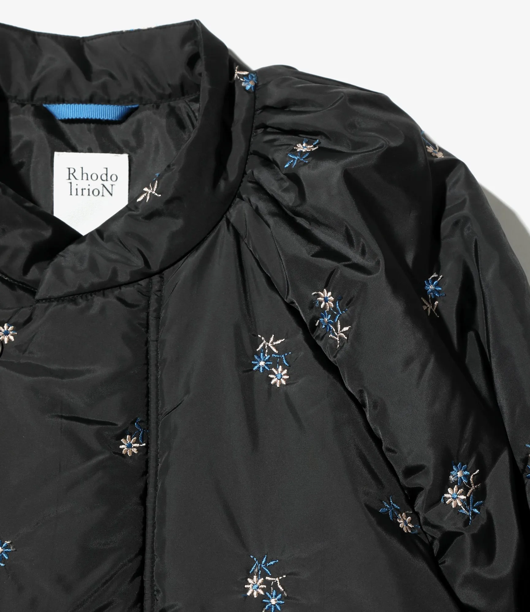 Padded Coat – Black Floral Embroidery