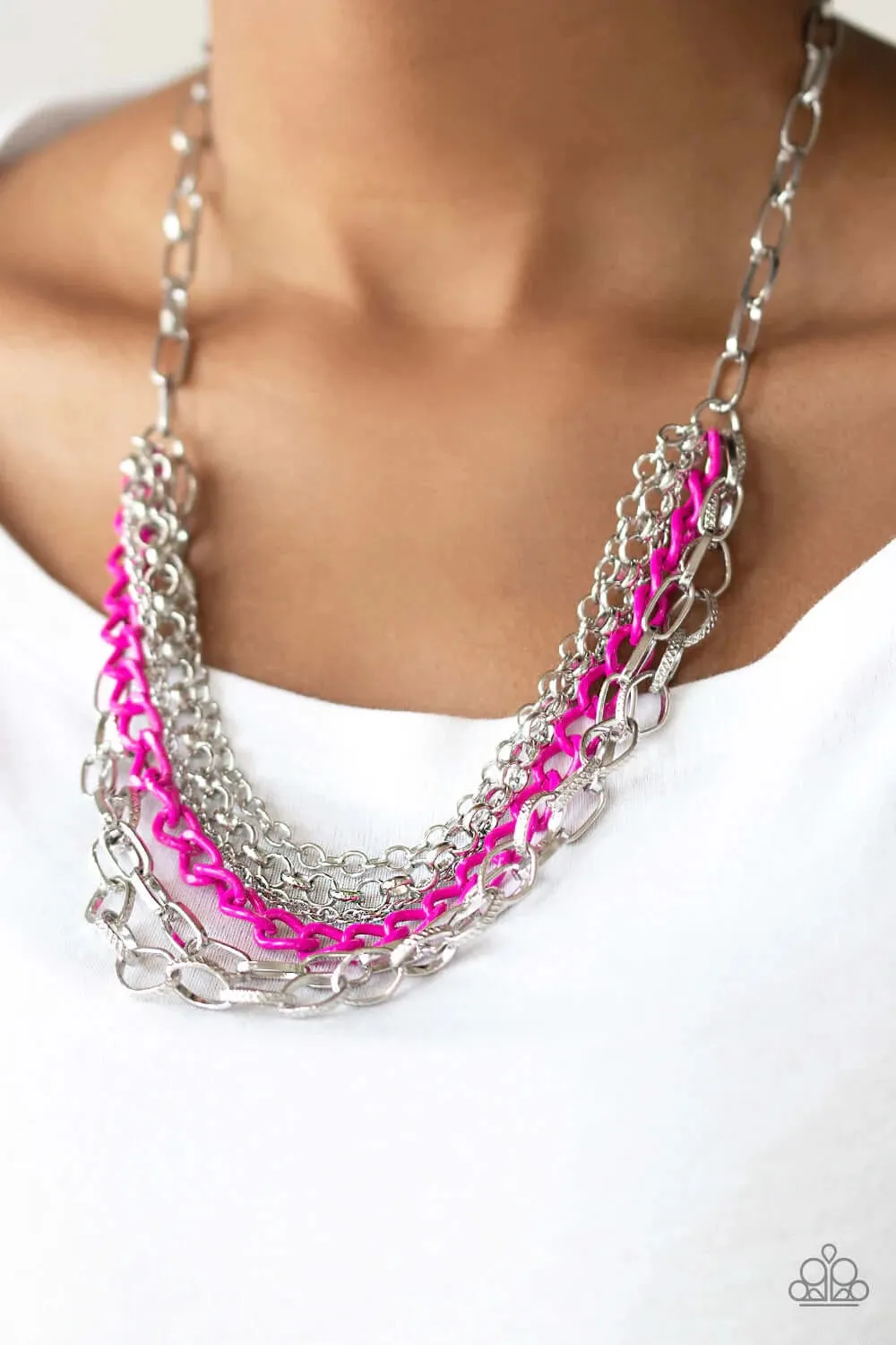 Paparazzi Accessories  - Color Bomb #N526 Peg - Pink Necklace