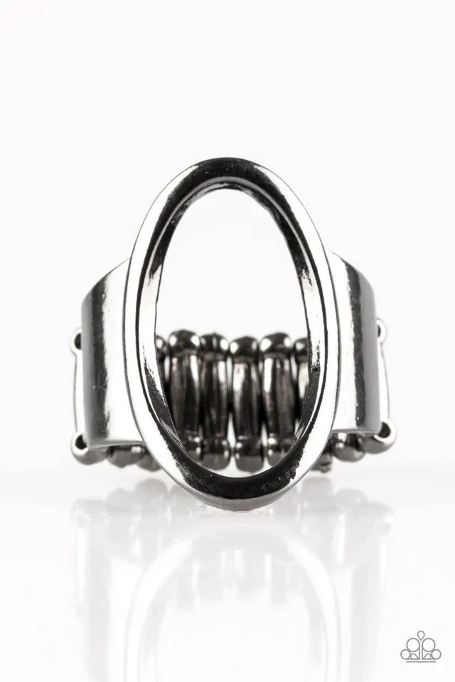 Paparazzi Accessories  - One-Up Oval #RG1 - Gunmetal Black Ring