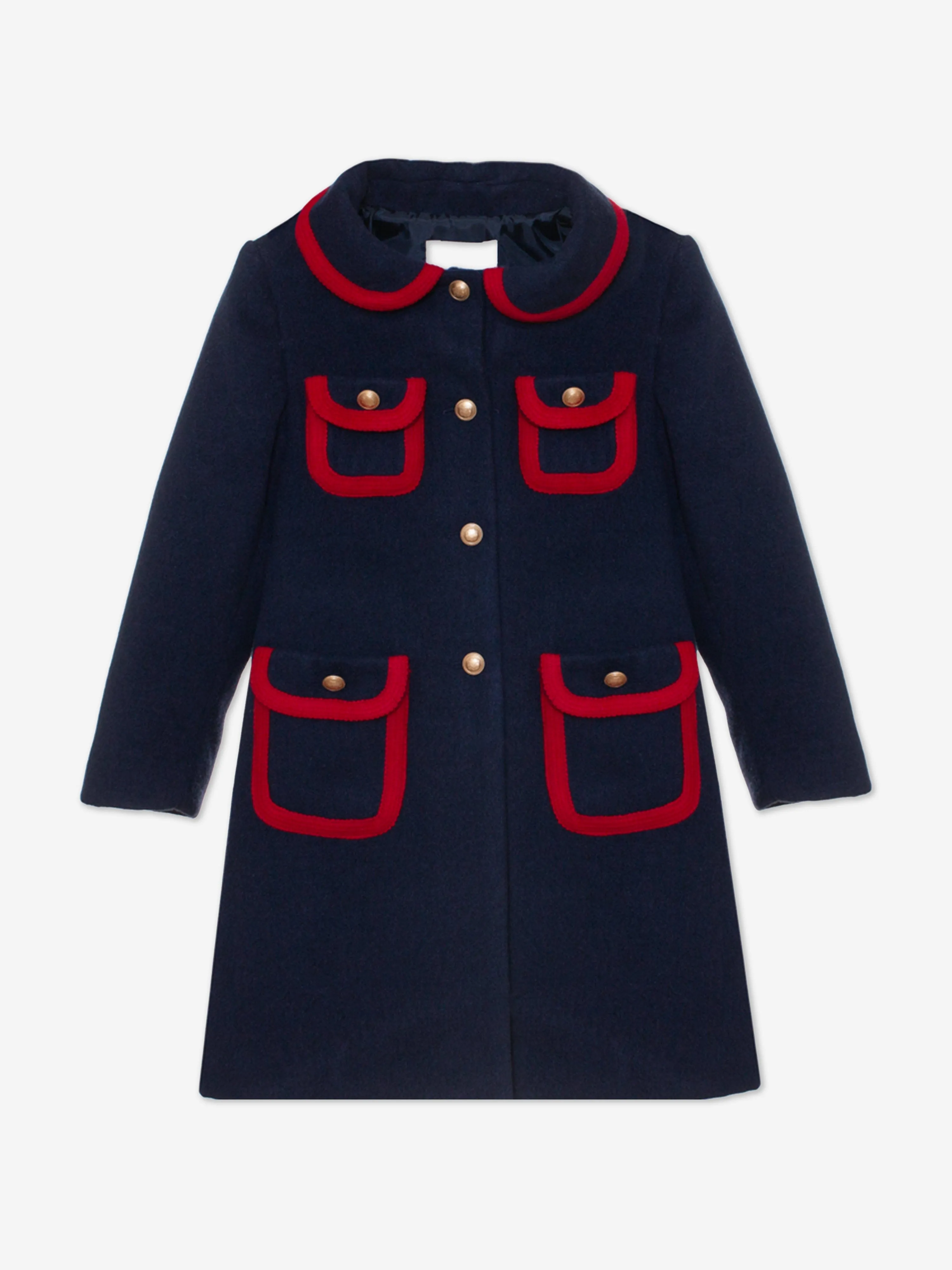 Patachou Girls Felted Coat in Navy