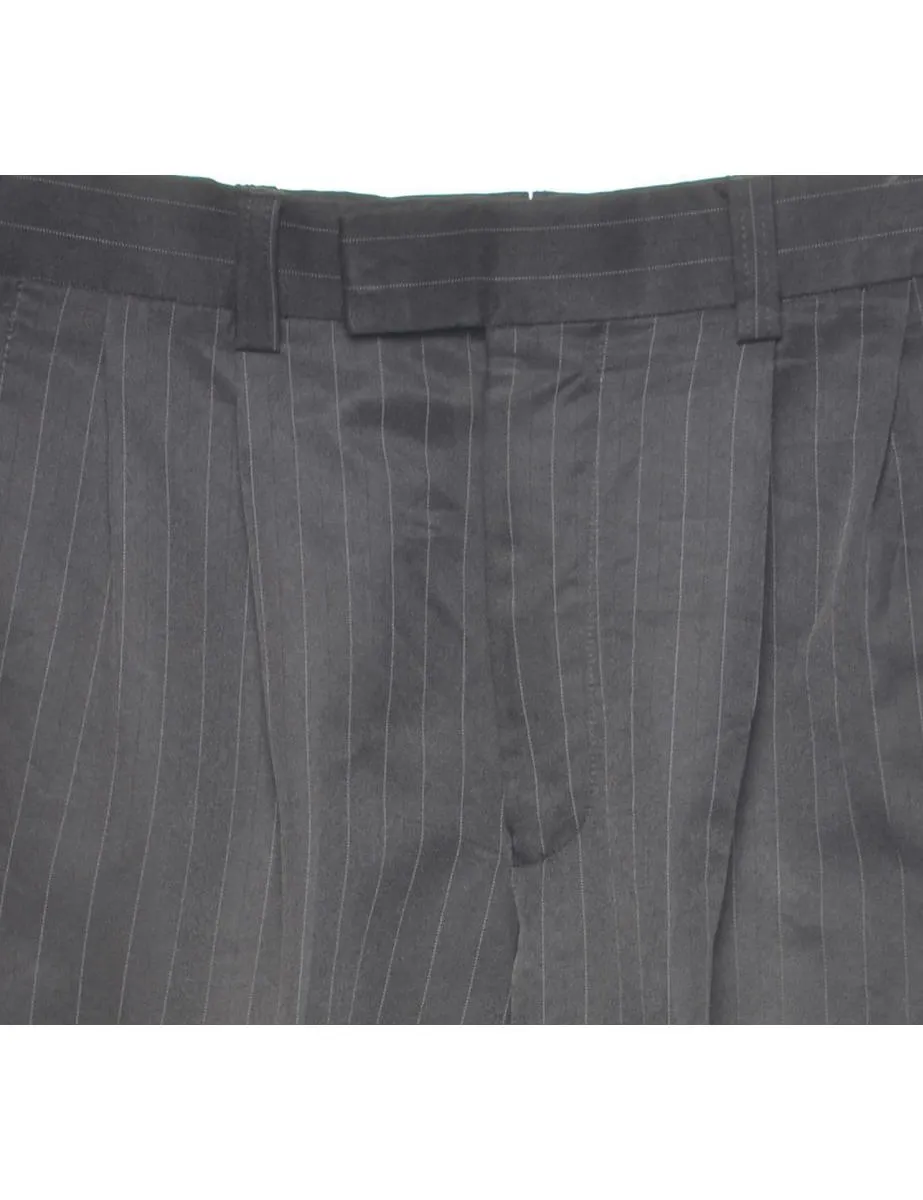 Pinstriped Black Classic Suit Trousers - W30 L30