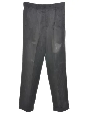 Pinstriped Black Classic Suit Trousers - W30 L30