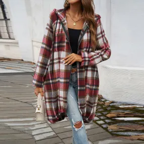 Plaid Hooded Comfort Shirt Jacket