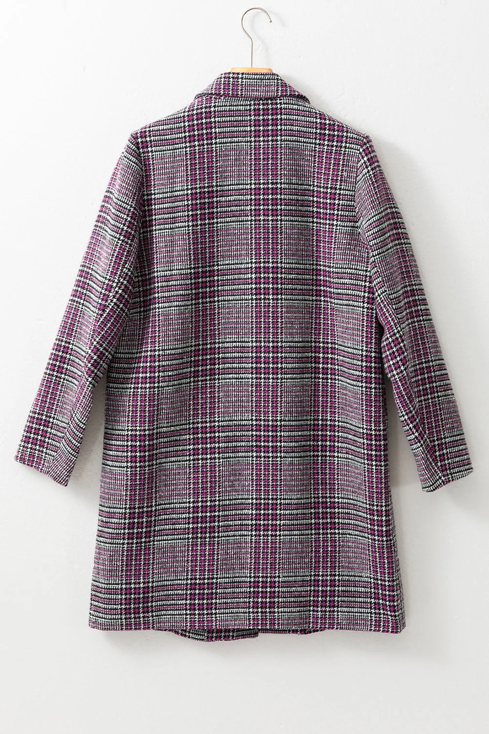 Plaid Lapel Collar Midi Coat