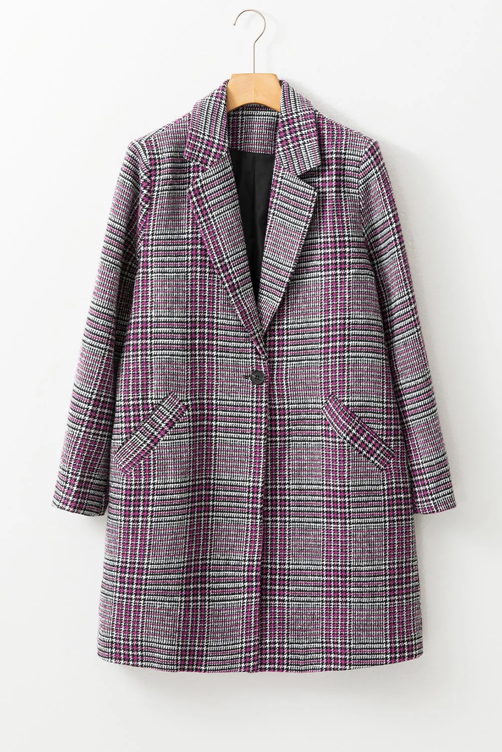 Plaid Lapel Collar Midi Coat