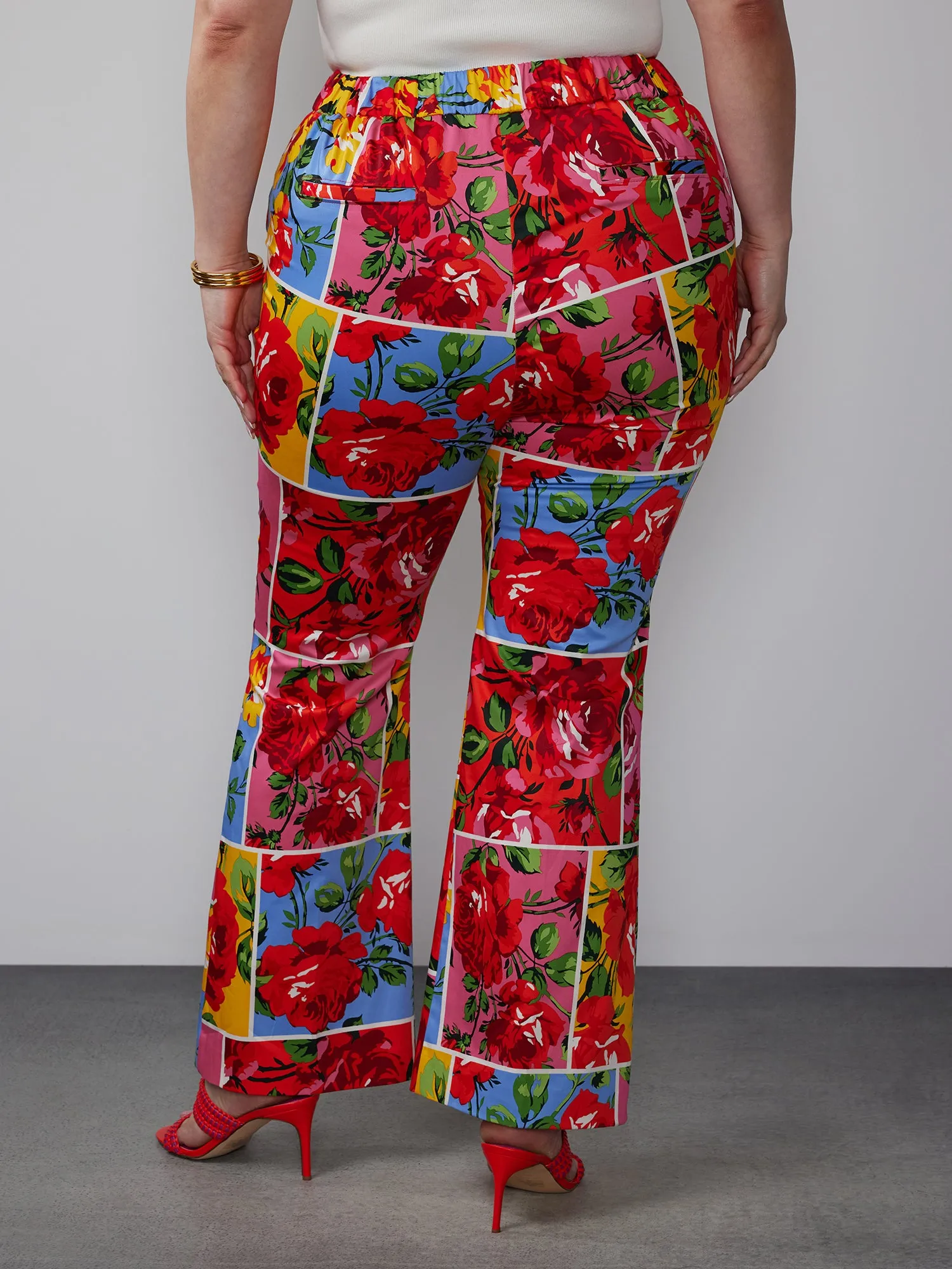 Plus Floral Patchwork Bootcut Pant