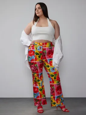 Plus Floral Patchwork Bootcut Pant