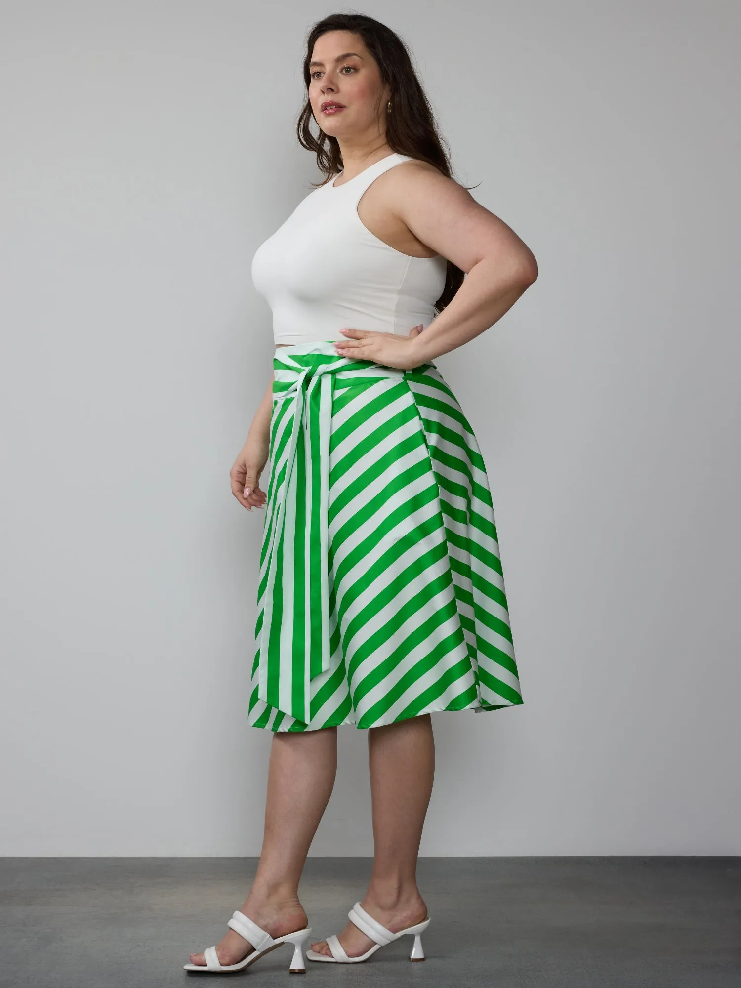 Plus Yarn Dyed Striped Skirt