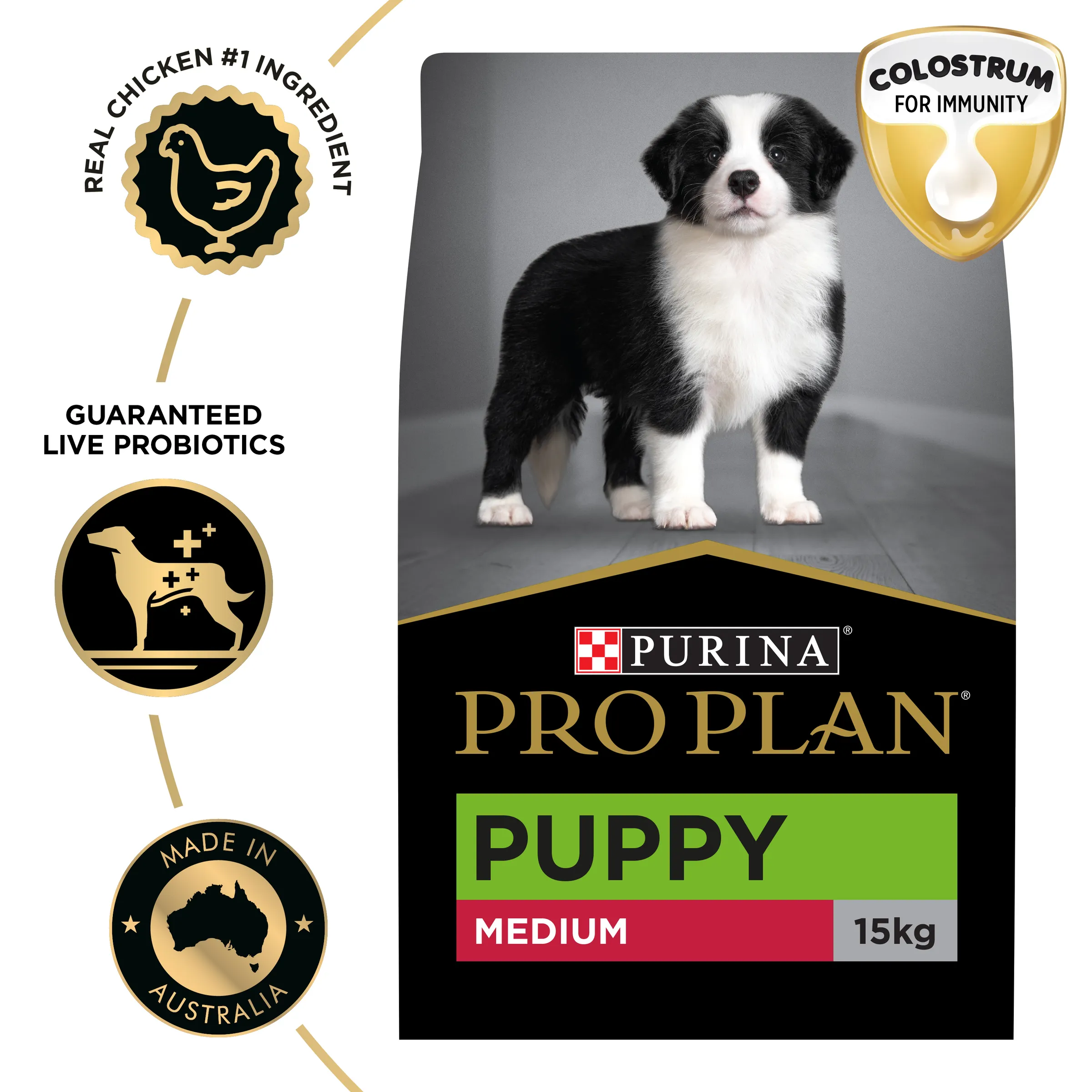 Pro Plan Healthy Growth and Development Puppy Chicken Medium Breed Dry Dog Food 15kg