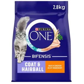 Purina One Adult Cat Coat & Hairball Chicken Dry Food 2.8KG