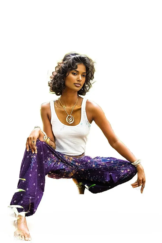 Purple PEACOCK Harem Pants Women Boho Pants Hippie Pants