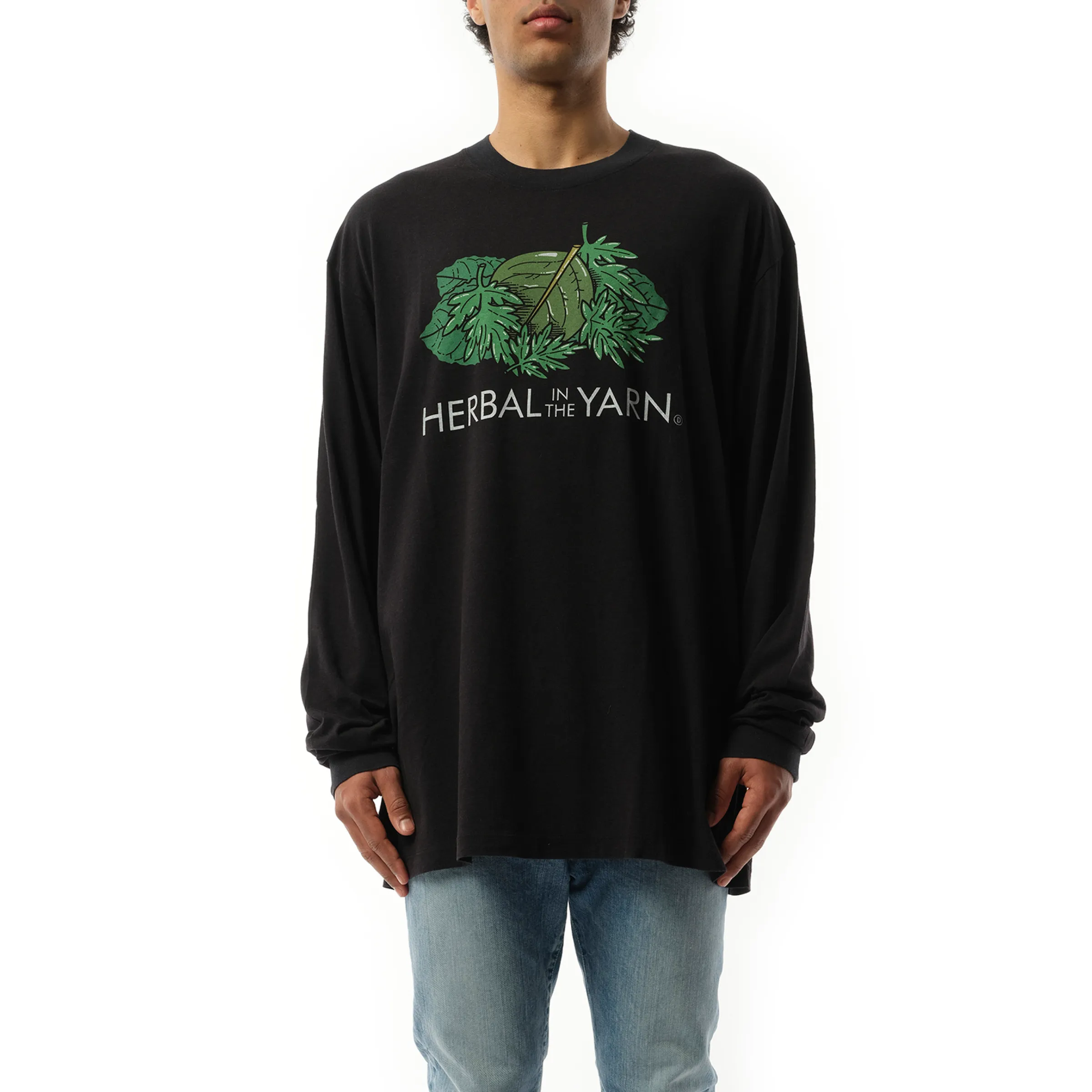 "Herbal in the Yarn" Long Sleeve T-Shirt in Black