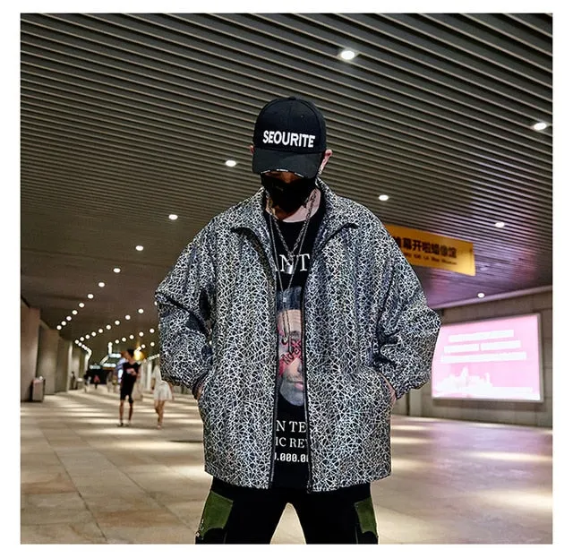 Reflective Loose Casual Streetwear Hip Hop Style Men Jacket